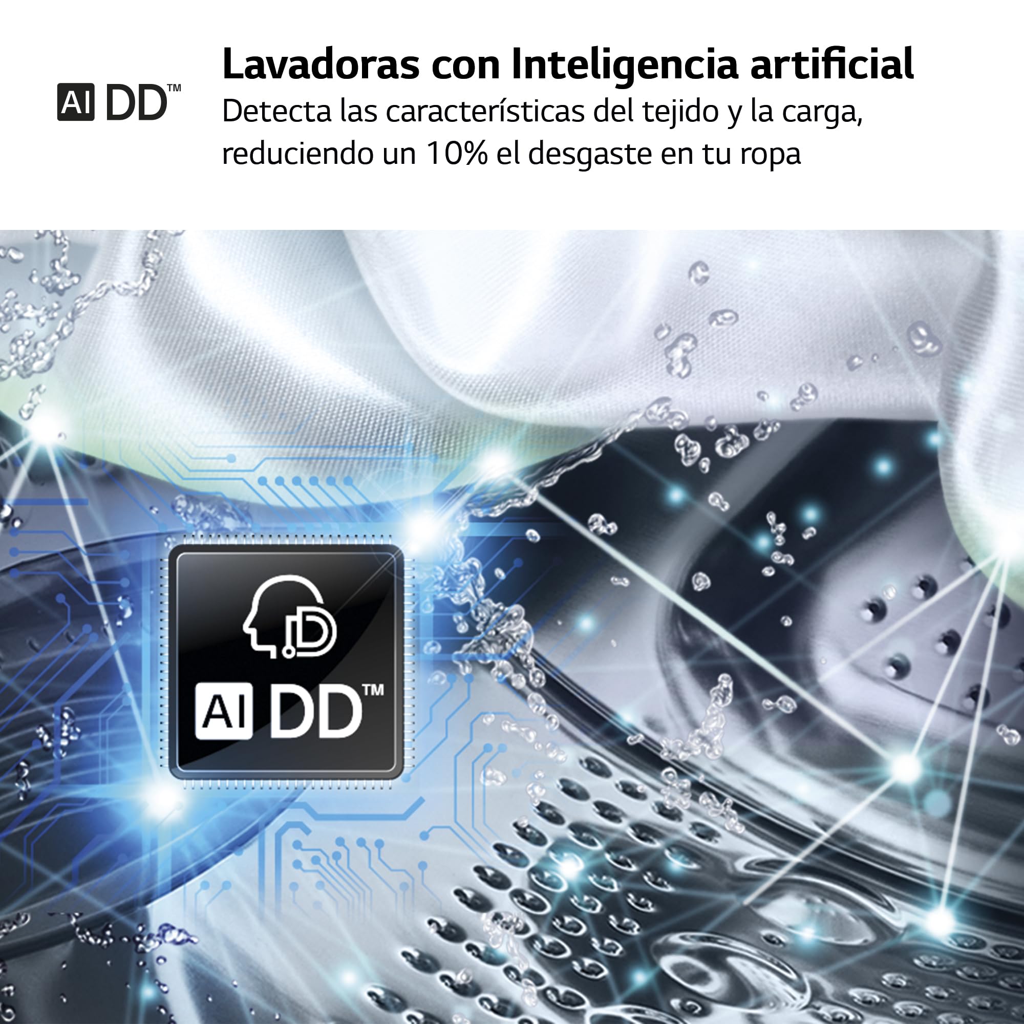 LG F4WR6013A0W - Lavadora Inteligente, 13kg, AI Direct Drive, 1400rpm, Carga Frontal, Clasificación A, TurboWash 360º, Vapor Steam, Serie 600, Blanco