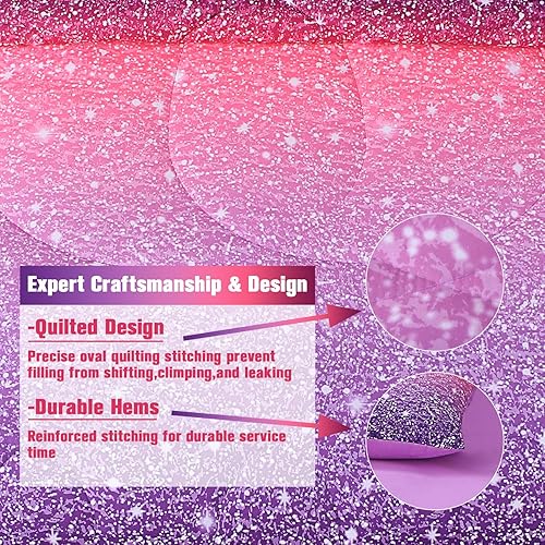 Miniatura 7 de JQinHome Juego de edredón de 6 piezas en una bolsa, colorido en una bolsa, color rosa y morado, para niñas y mujeres (1 edredón, 2 fundas de