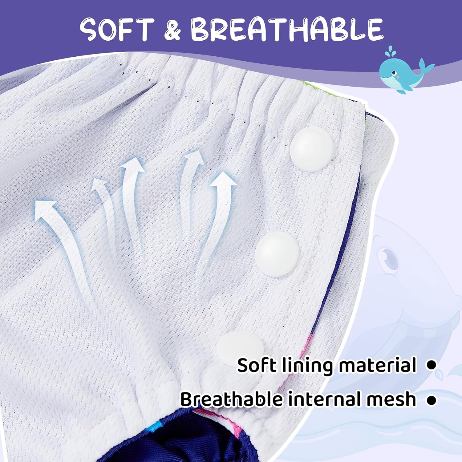 Durio Reusable Swim Diapers for Baby Toddler Newborn Washable Water Diapers for Swimming Beach Essentials - Image 4