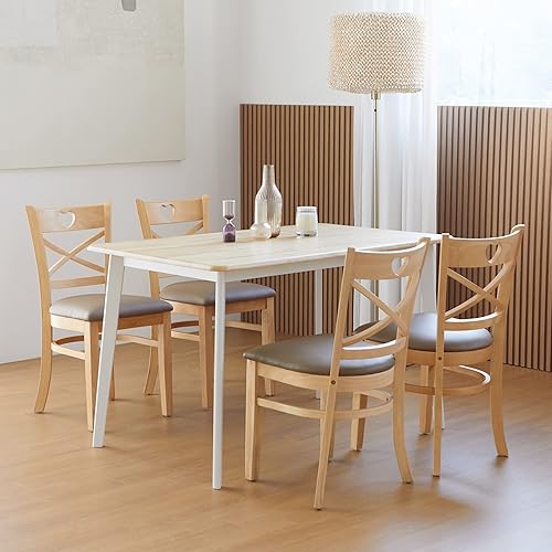 Miniatura 4 de Livinia Canberra 47.2" Mesa de Comedor Rectangular de MaderaMesa de Cocina de Medio Siglo Moderna de Roble Malayo (Natural-Blanco) Solo Mesa