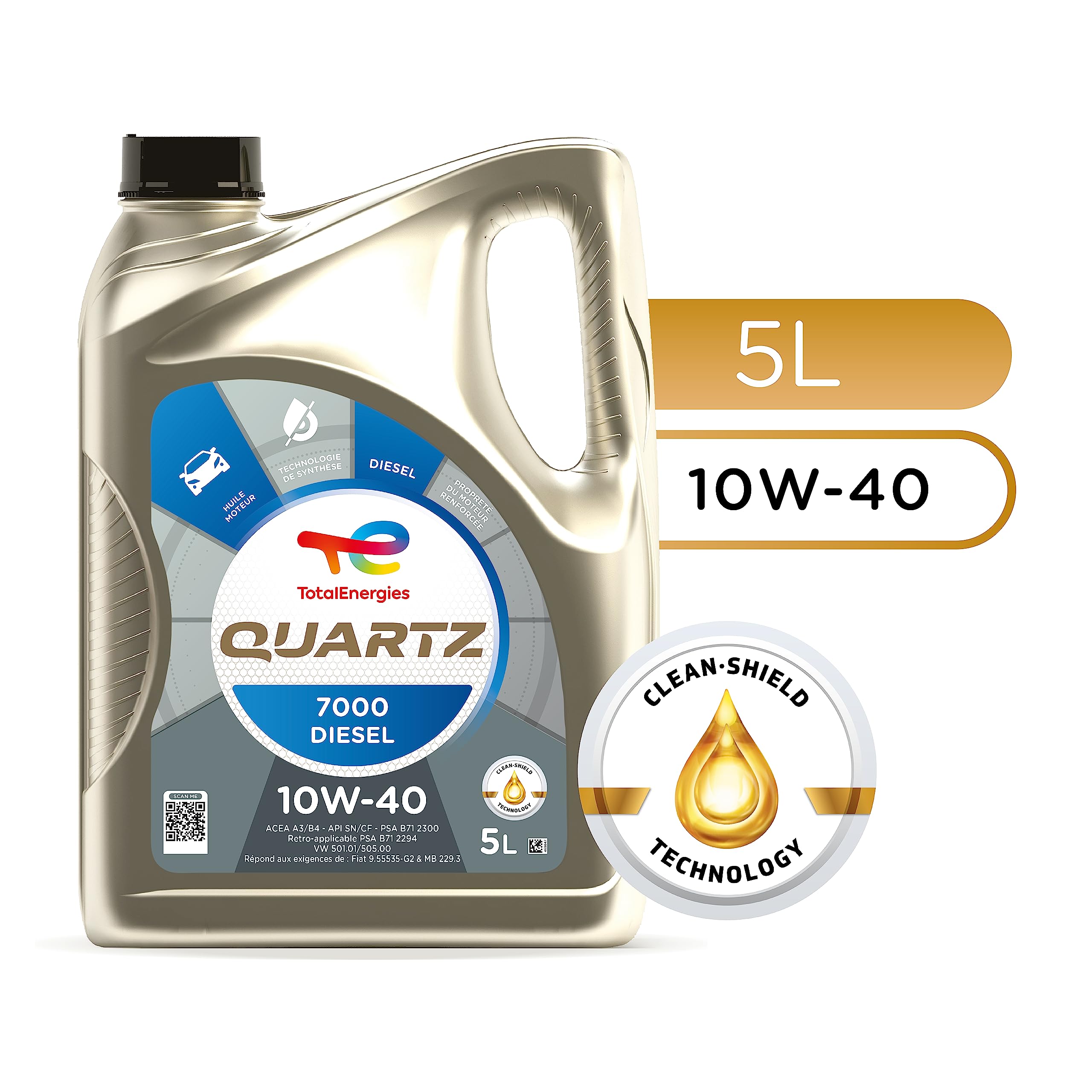OLIO MOTORE TOTALE 5L QUARZO 7000 DIESEL 10W40