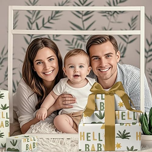 Vista 122 de WRAPAHOLIC Papel de regalo reversible, mini rollo, 17 pulgadas x 33 pies, adorable diseño de gato y azul sólido para cumpleaños, vacaciones