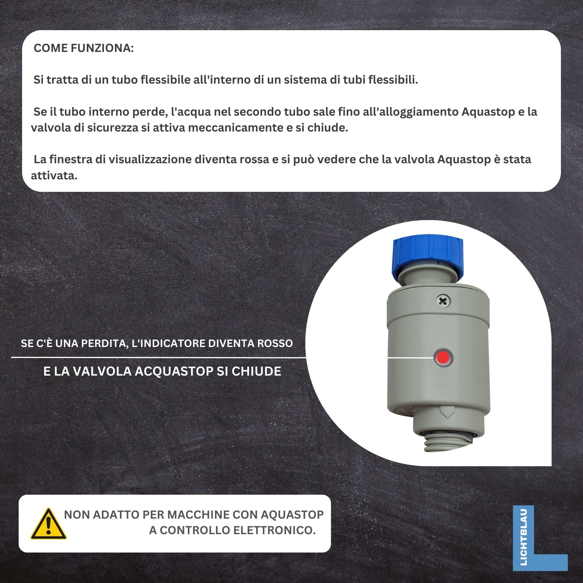 LICHTBLAU Tubo di carico di sicurezza Aquastop I 4,0 m I con attacco 3/4 pollice con filettatura metallica per lavatrici e lavastoviglie 2990 Valvola di sicurezza Aquastop certificazione VDE