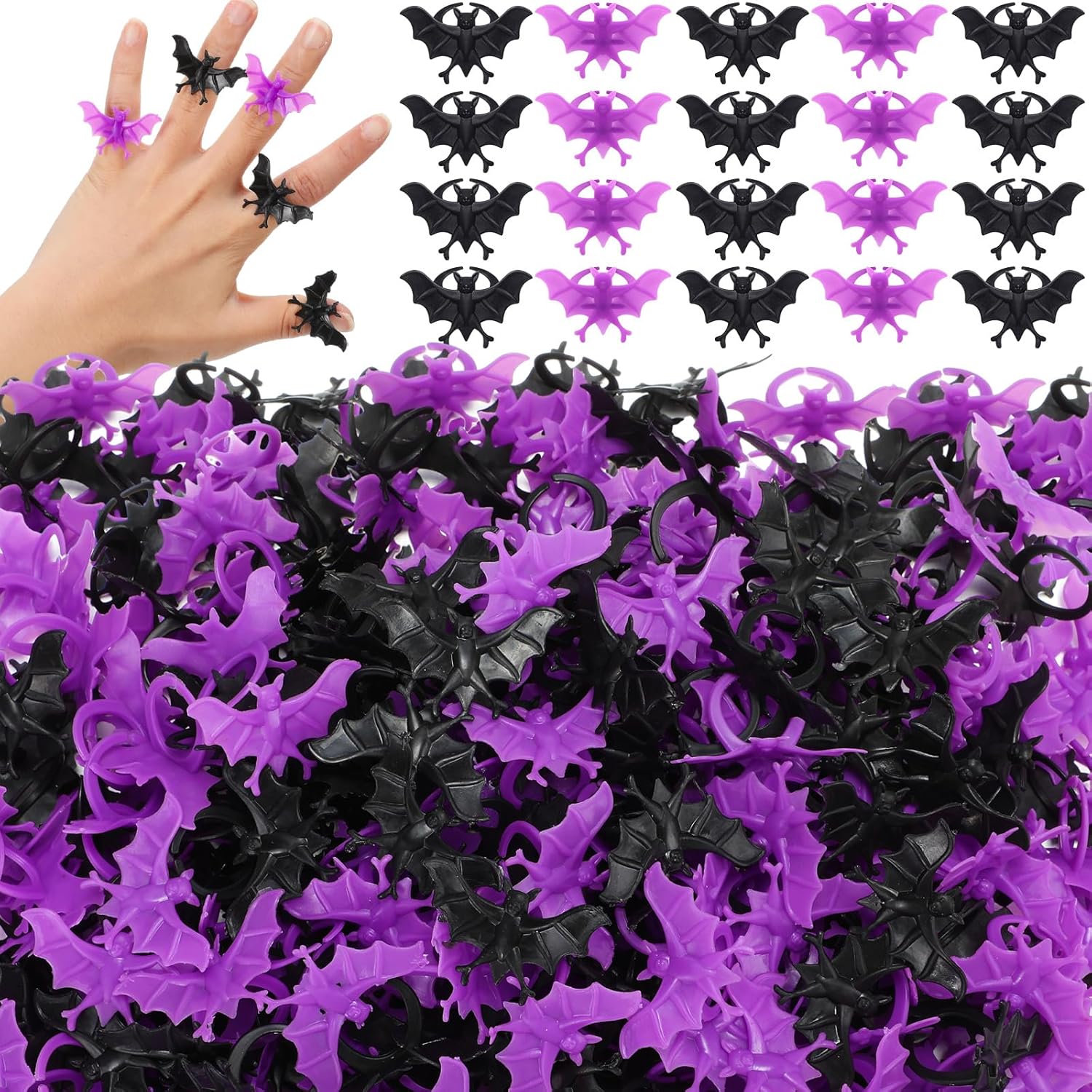 Jerify 400 Pieces Halloween Plastic Bat Rings Bulk