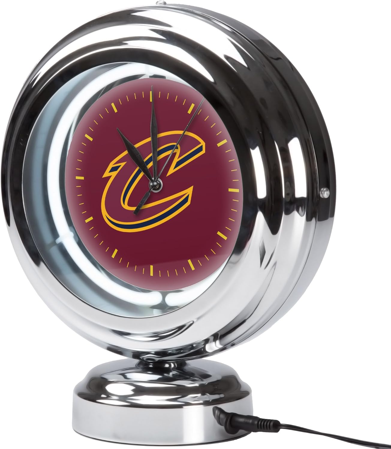 Trademark Gameroom Cleveland Cavaliers NBA Chrome Retro Style Tabletop Neon Clock