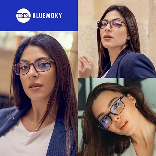 Miniatura 6 de BLUEMOKY Gafas de bloqueo de luz azul para hombre, paquete de 2, anteojos de lectura para computadora, lectores de marco cuadrado, antifatiga ocular