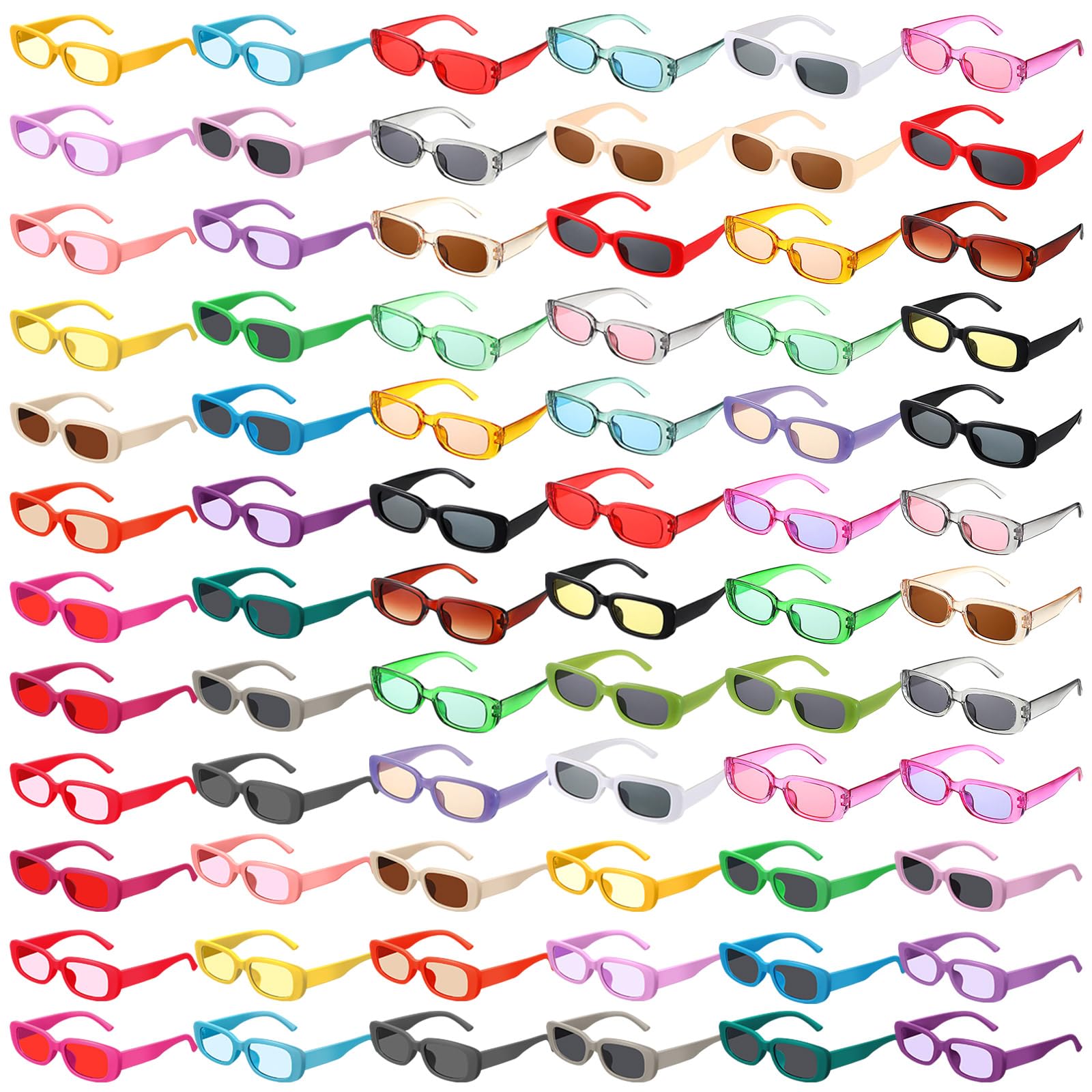 Ecally 72 Pack Rectangle Sunglasses for Women Men Retro Trendy Driving Glasses 90s Y2k Glasses Womens Sunglasses and