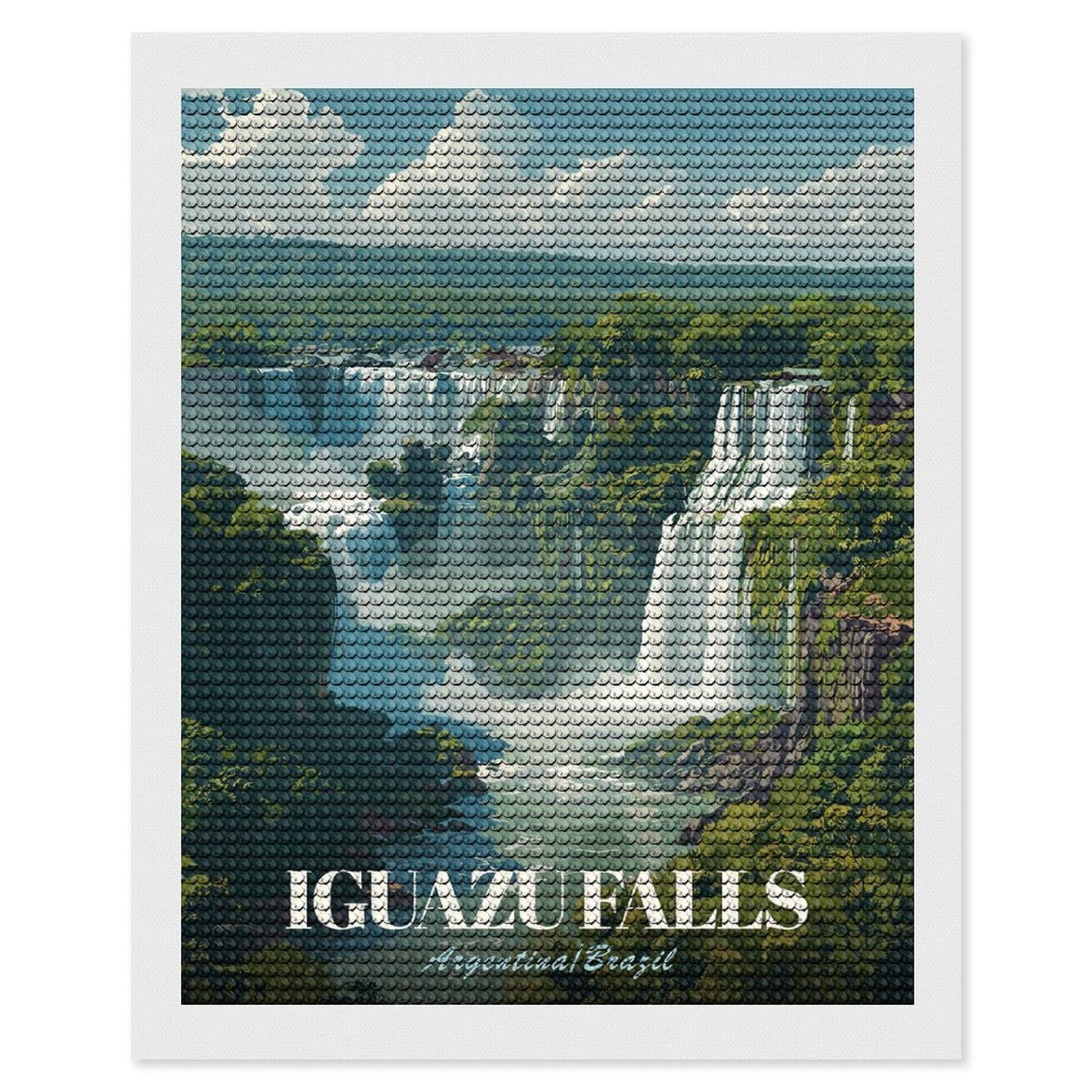 Junmoney Iguazu Falls, ArgentinaBrazil Diamond Painting Canvas Set 16"x20", for Beginners, Complete Accessories, Christmas Gift, Modern Decor