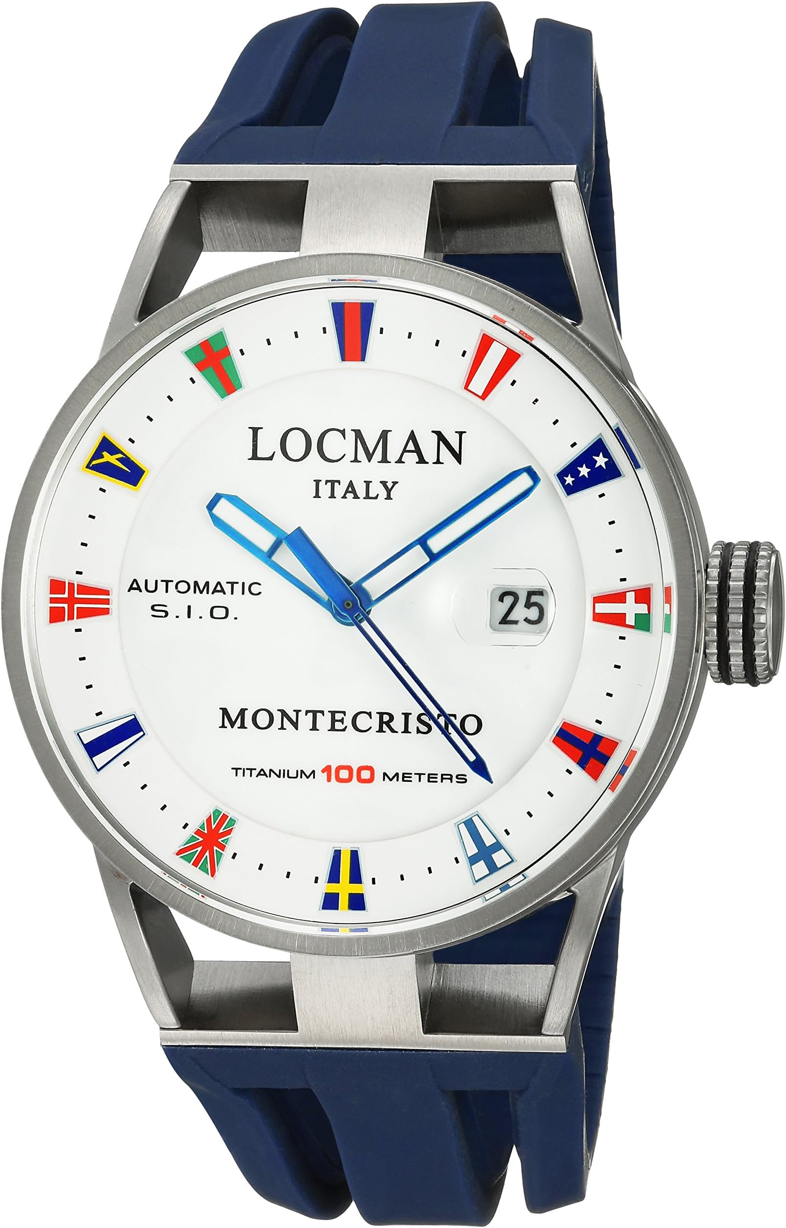 Locman Italy Men Analog Automatic Watch with Rubber Strap 051100WHFLAGGOB