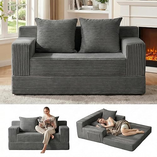 Erament Convertible Sofa Bed, Loveseat Folding Floor Futon Sleeper Sofa