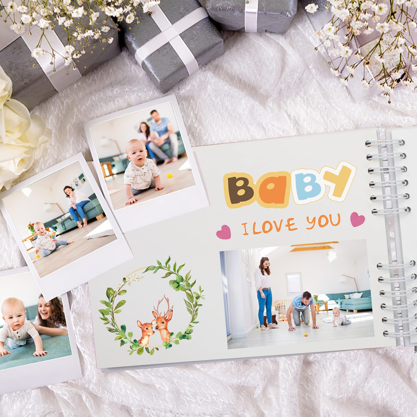 EVNEED Album fotograficzny do scrapbookingu, księga gości weselnych, rocznica, wspomnienia, scrapbooking do rękodzieła, prezenty DIY, biały
