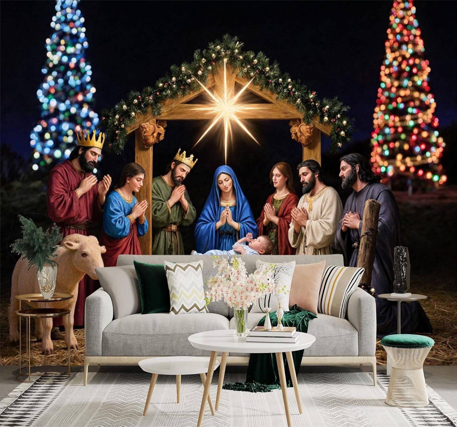 XLMING Minimalist Three Dimensional People Lights Bright Stars 3D Wallpaper Silky Texture Home Study Office Grey Dining Room Sofa Bedroom Living Room TV Backdrop-250cm×170cm