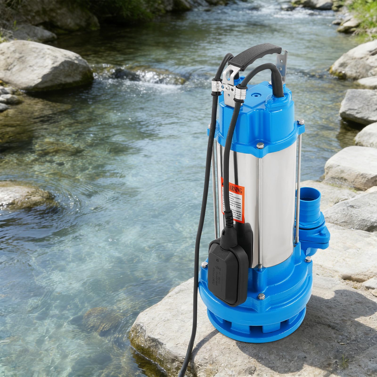 Pompa sommergibile per acque sporche, in acciaio inox, 2200 W, con interruttore a galleggiante, altezza di mandata 25 m, profondità di immersione 30 m, pompa sommergibile per acque reflue (blu)