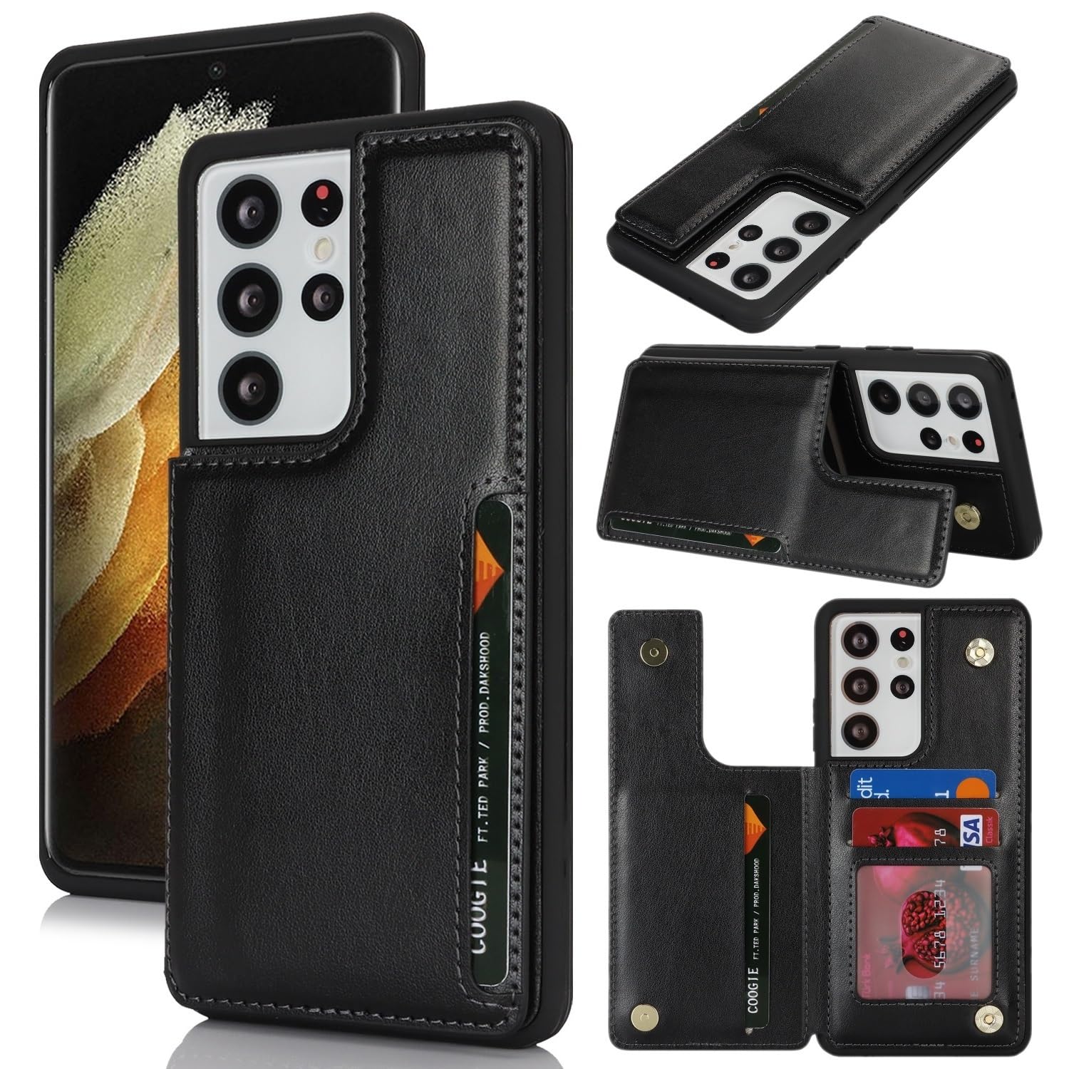 iCoverCase Compatible with Samsung Galaxy S21 Ultra Case with Card Holder, S21 Ultra Wallet Case for Women Men [RFID Blocking] PU Leather Protective