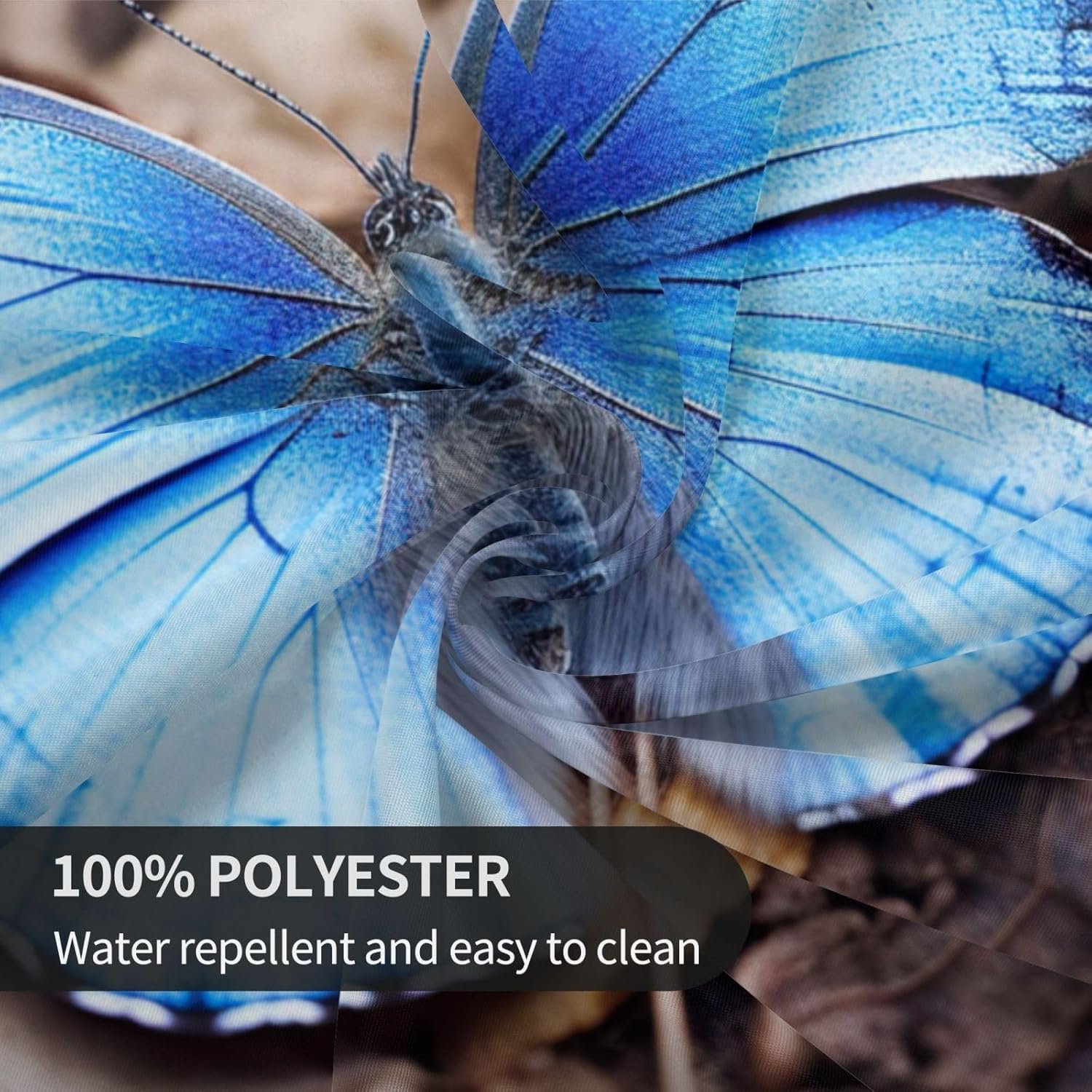 Beautiful Blue Butterfly Print Wrinkle Free Dining Table Cover for Birthday Party Farmhouse Tablecloths Up to 60 x 60 Inches