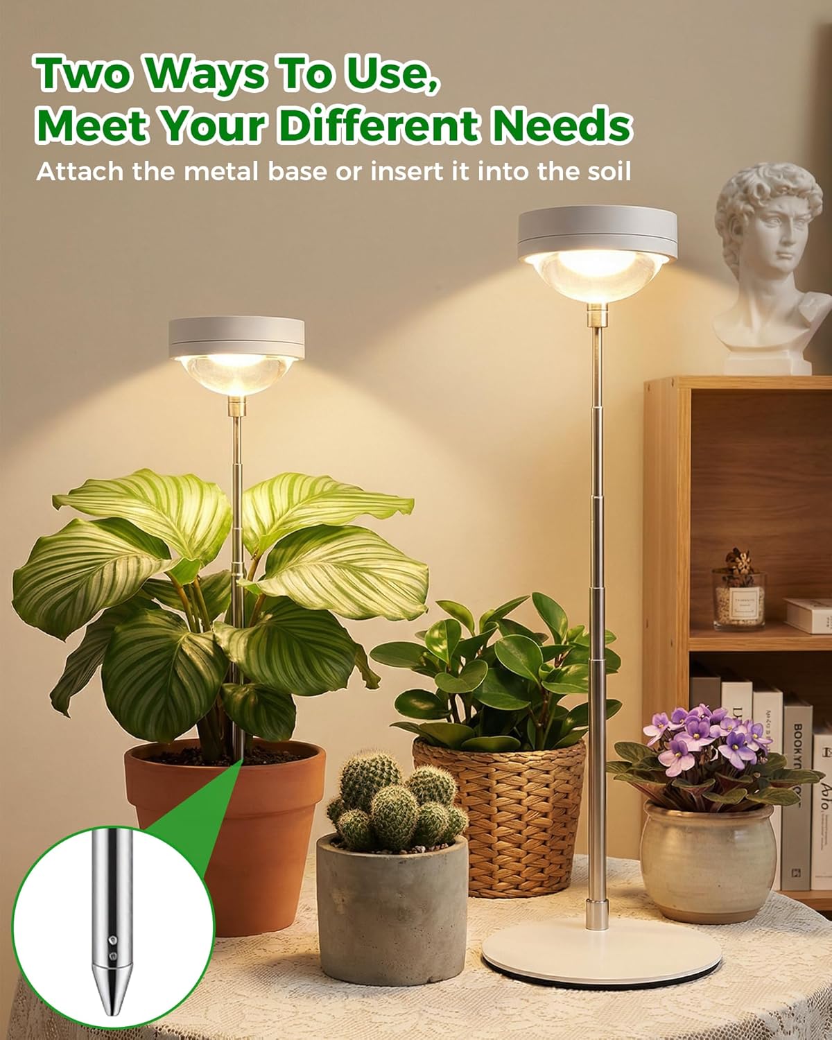 Plant Grow Light, Full Spectrum Grow Lights LED Spotlight with Metal Base, Desk Plant Growing Lamps with Auto On Off Timer 3/9/12H, 6 Brightness Levels, 9.8-25.6'' Adjustable Height