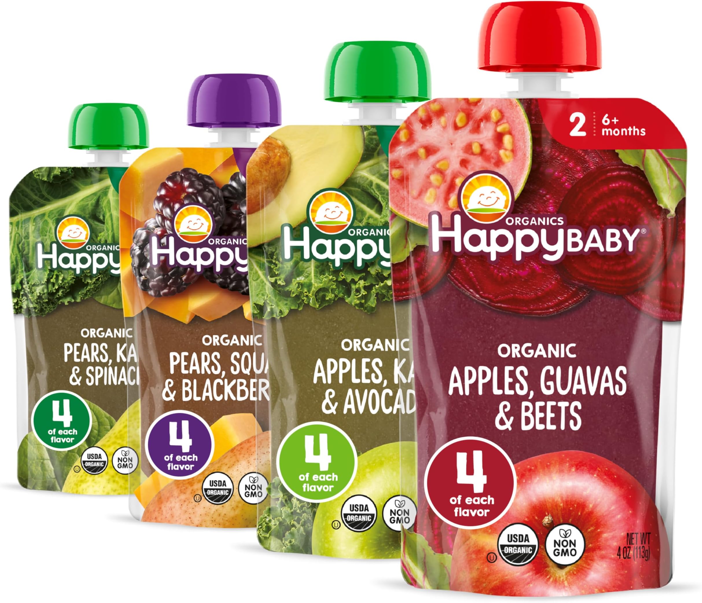 - Organics Stage 2 Baby Food Pouches, Gluten Free, Vegan & Healthy Snack, Clearly Crafted Fruit & Veggie Puree, Fruit & Veggie Variety Pack, 4 Ounces (Pack of 16), Amazon Exclusive