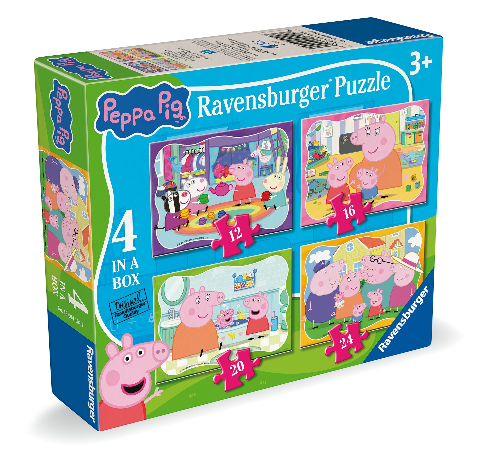 Ravensburger Peppa Pig Toys and Gifts - 4 in a Box Jigsaw Puzzles for Kids Age 3 Years Up - 12, 16, 20, 24 piece - 2025 Edition