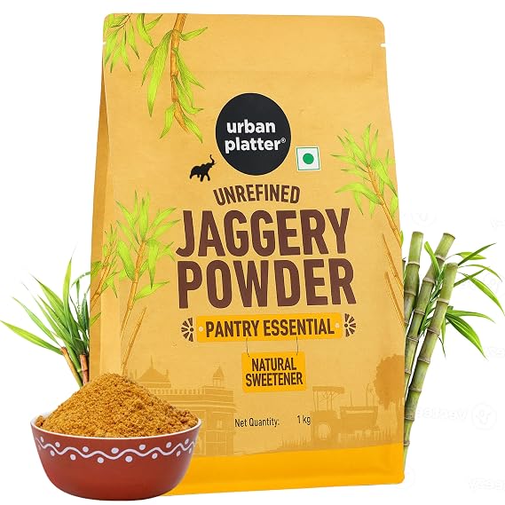 Urban Platter Jaggery Powder | 35.27 Oz (1kg) | Natural & Unrefined Sweetener | Desi Gur Powder | Healthy Sugar Substitute for Tea, Coffee, Baking & Indian Sweets