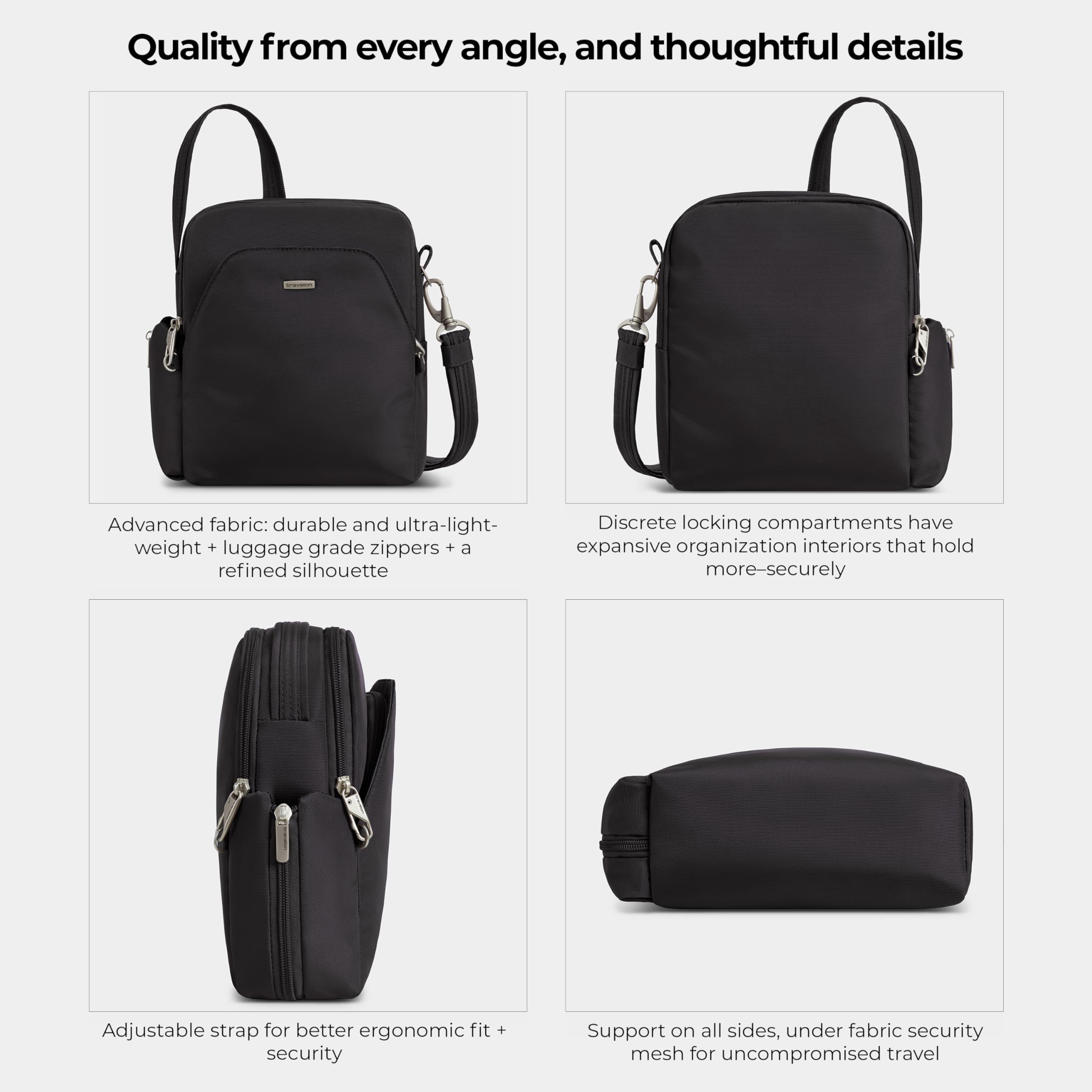 Travelon Sac de voyage antivol, noir, taille unique