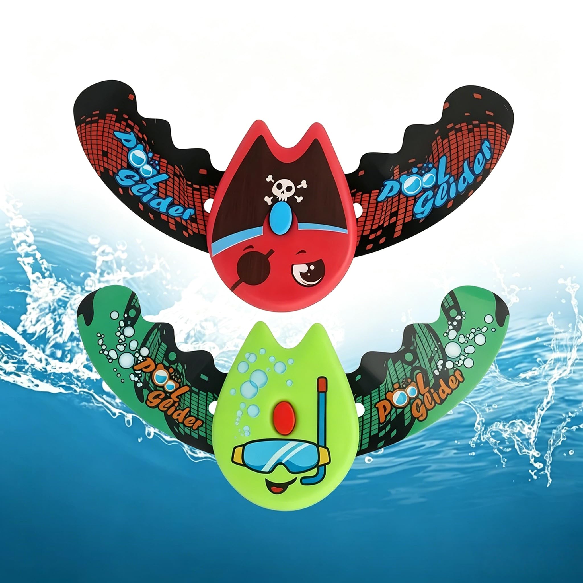 2 Pcs Kids Underwater Gliders Stingray Devil Fish Diving Pool Toys, Swimming Pool Toys Adjustable Fins Self-propelled Water Games Ideal For Summer Gift Beach Training Interactive Chase Play (Color B)