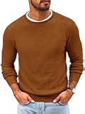 Mens Crewneck Sweater Casual Textured Knitted Thermal Pullover Sweaters