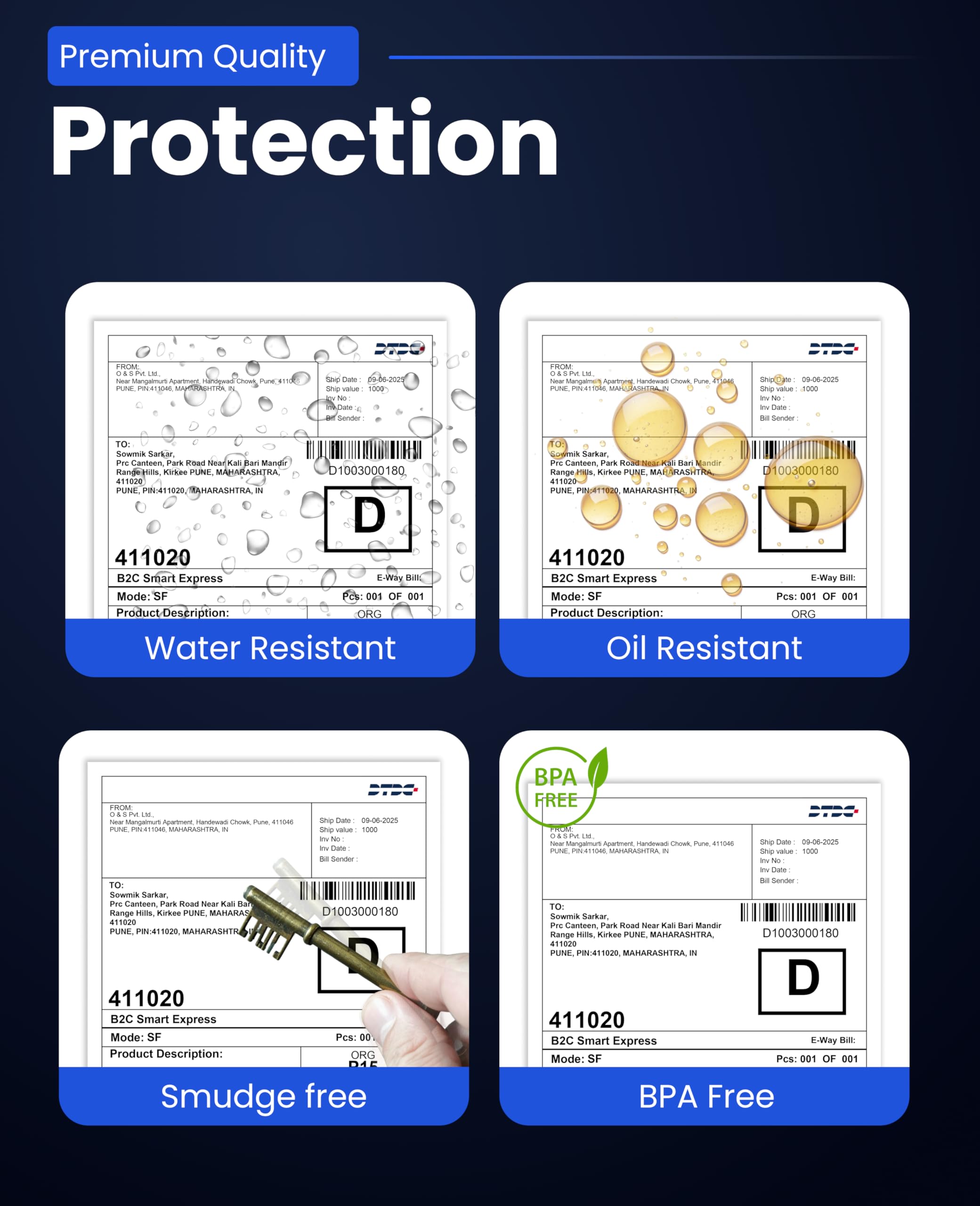 SEZNIK Thermal Printer 4x6 Inch Label Paper (100x150mm) | 1200 Labels | Shipping, Parcel, Barcode & Address Labels | Waterproof, Oil & Scratch Resistant Label Roll | BPA Free | Perforated (Pack of 3) 1