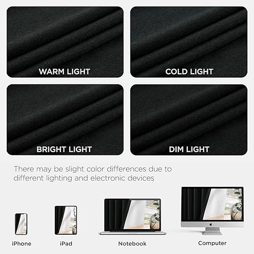 Miniatura 8 de Joydeco Cortinas opacas negras de 84 pulgadas de largo, cortinas opacas de lino 100% para dormitorio, bolsillo para barra y pestañas traseras,