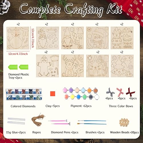 Miniatura 4 de GuassLee Adornos de Navidad para niños, manualidades de madera sin terminar, adornos colgantes de Navidad en blanco para niños, manualidades,