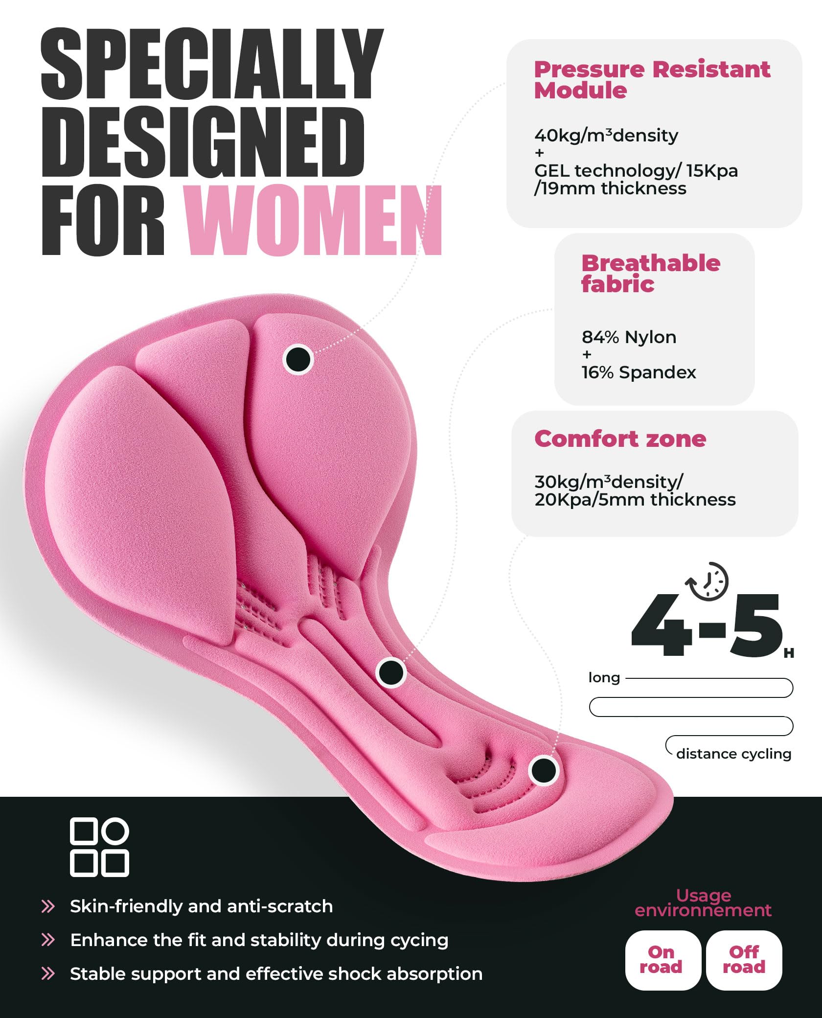 ROCKBROS TVI Mutande Ciclismo Donna, Pantaloncini Bici Traspirante, Biancheria Intima Bicicletta, Slip Bicicletta Comodo, Imbottitura in Gel 3D, Pantaloncini per MTB, Bici da Strada, Fitness, Grigio
