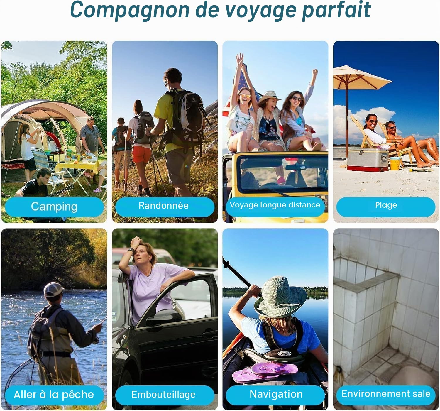 Toilettes de camping, toilettes portables pour adultes et enfants, pot Porta pliable et étanche pour camping, voiture, seau, voyage, extérieur, randonnée, voyages, bateau, plage, tente (noir)