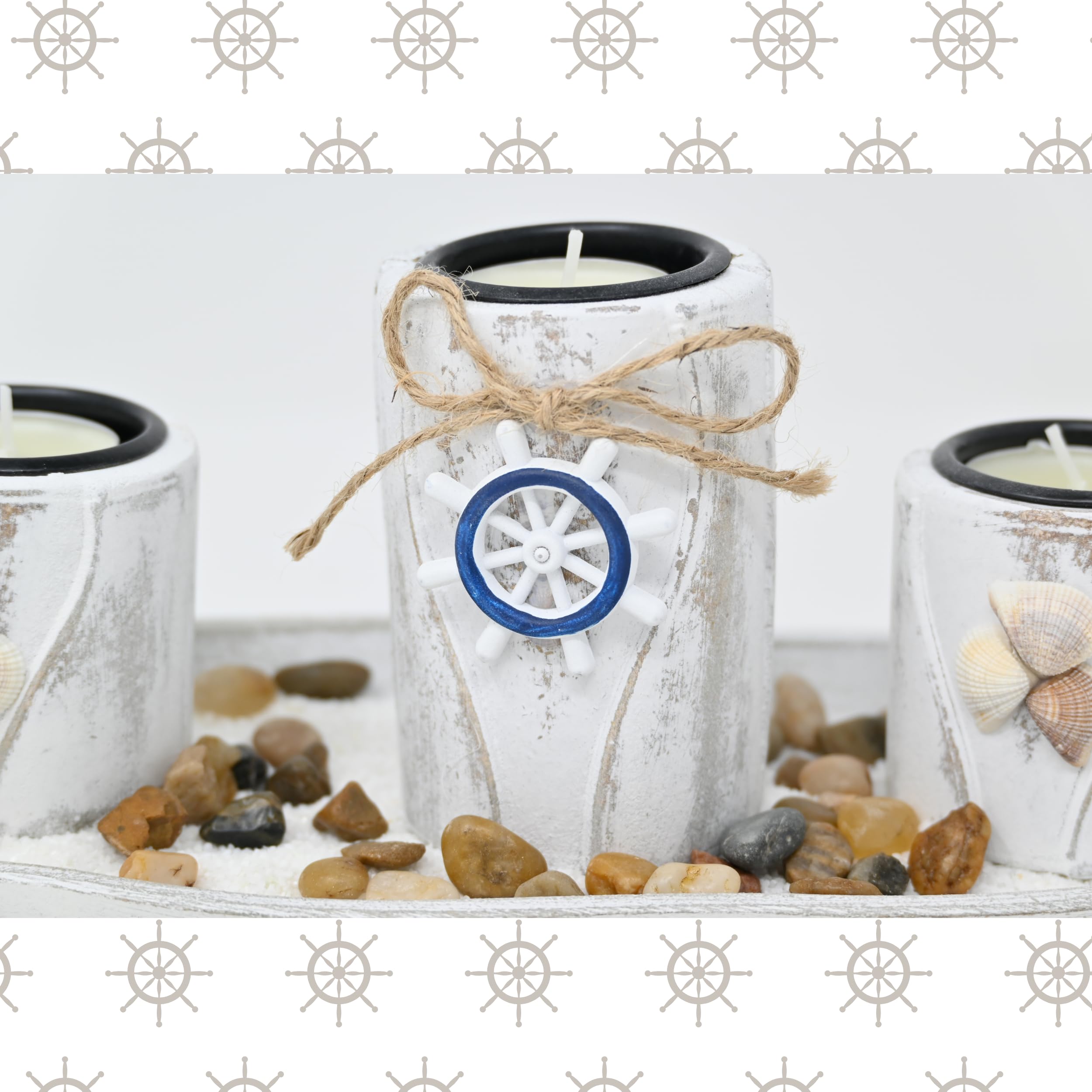 Damaloo Maritime Deko Set 3-teilig - Holz Anker & Segelboot Für Küstenstil