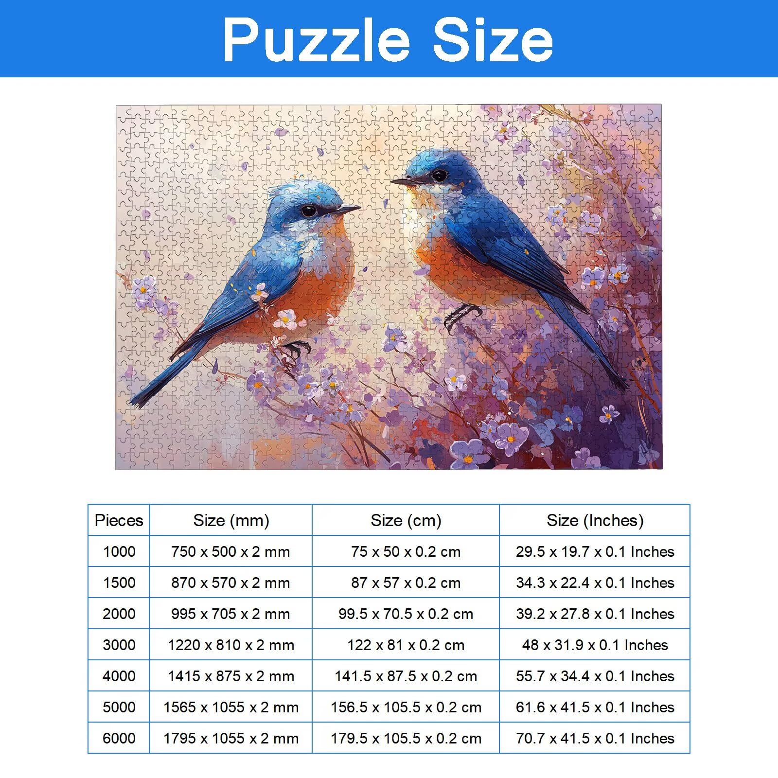 Puzzle 4000 Piezas Pájaro, Puzzle Flor con Caja para Adultos, 141.5x87.5cm, DIY 4000 Piezas Rompecabezas Madera para Adultos, Rompecabezas Desafiante para Decoracion Hogar y Pared, Regalo Mujer, -7473