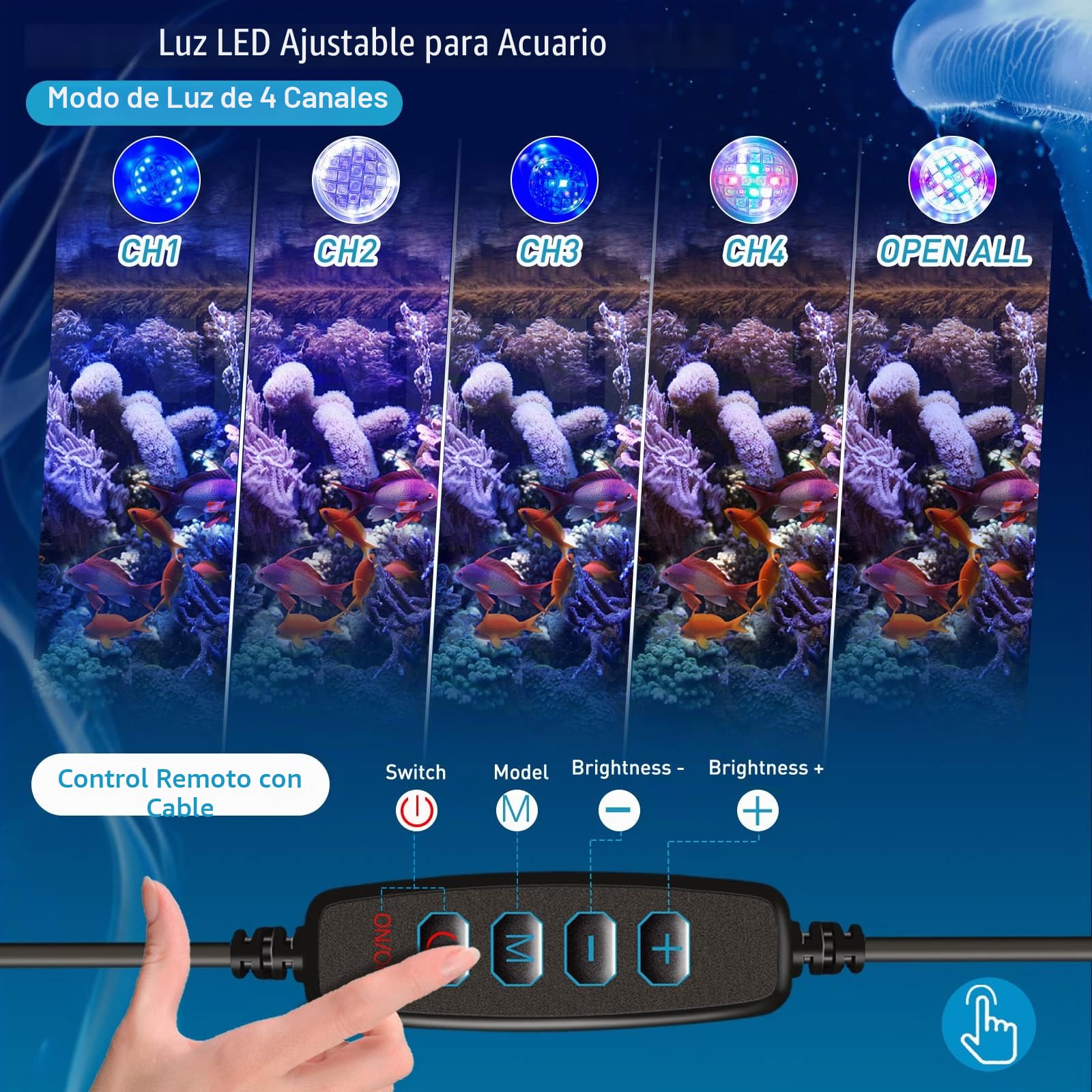 Lominie Luz de acuario de coral de arrecife con regulador inteligente de atenuación y temporizador, luz de espectro completo para acuario de arrecife de agua salada de 60 cm