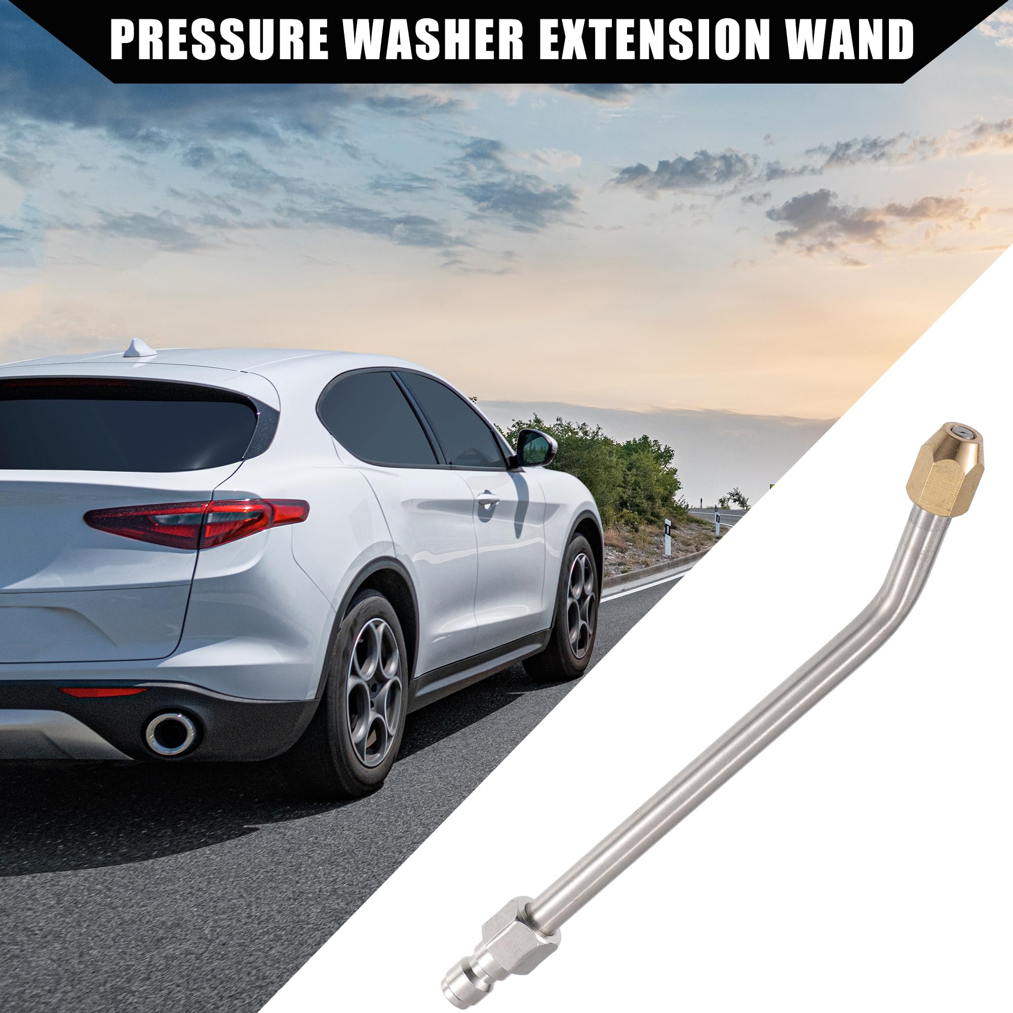 Hihaha Hochdruckreiniger Verlängerungsstab 35cm – Messing/Edelstahl Für Auto, Motorrad & Mehr