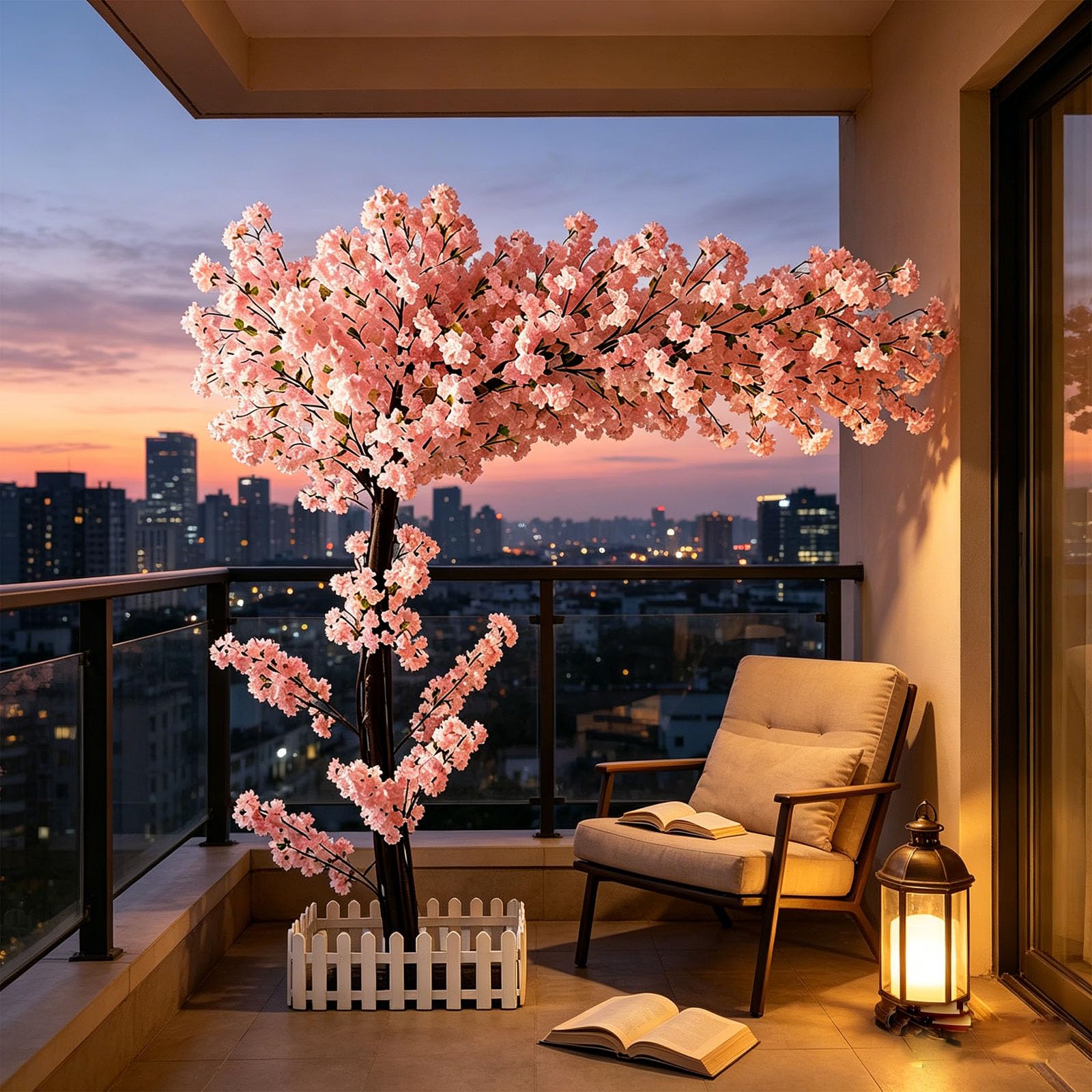 Künstlicher Kirschblütenbaum Künstlicher Baum Simulation Kirsch Pfirsichbaum Rosa Wunschbaum für Hochzeitsfeier Heimdekoration drinnen oder draußen Dekoration,001,160 * 150cm/5.2 * 5ft