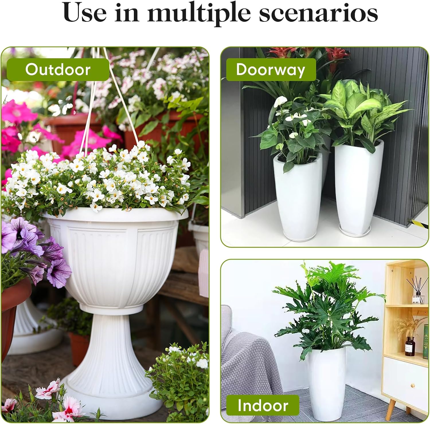 AZEAM Adjustable Plant Risers for Inside Pots, 2 PCS Planter Inserts Fillers 12"- 16" Raise for Large Flower Pots, Height Planter Lifter Stand with 4"-12" Top Support for Outdoor Indoor Plants