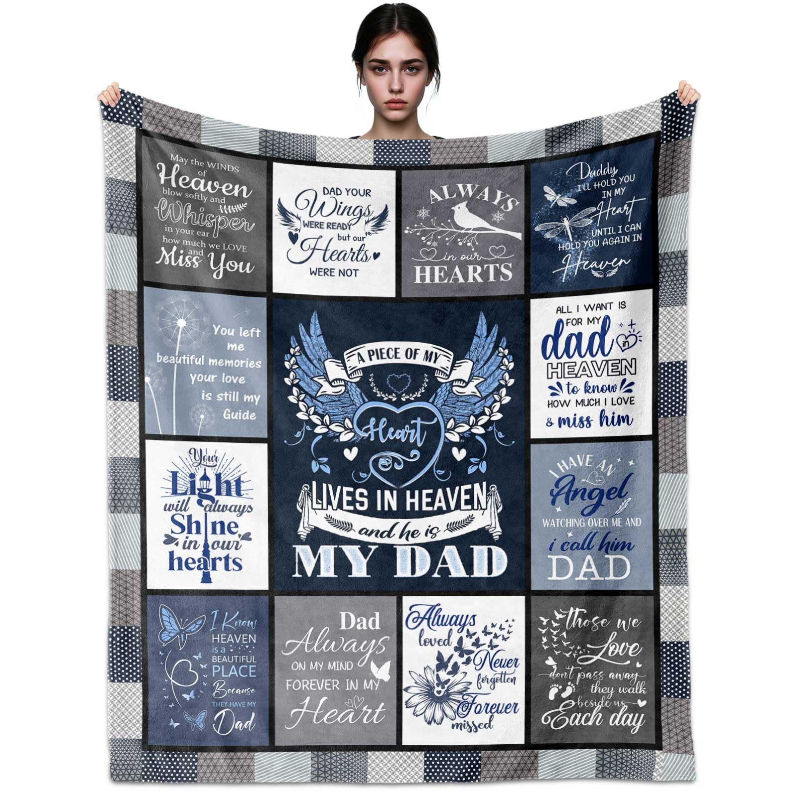 Whasnrt Sympathy Gifts for Loss of Father Gift Blanket, Memorial Gifts for Loss of Dad, Bereavement Gift for Loss' of Father Blanket 60" X 50",