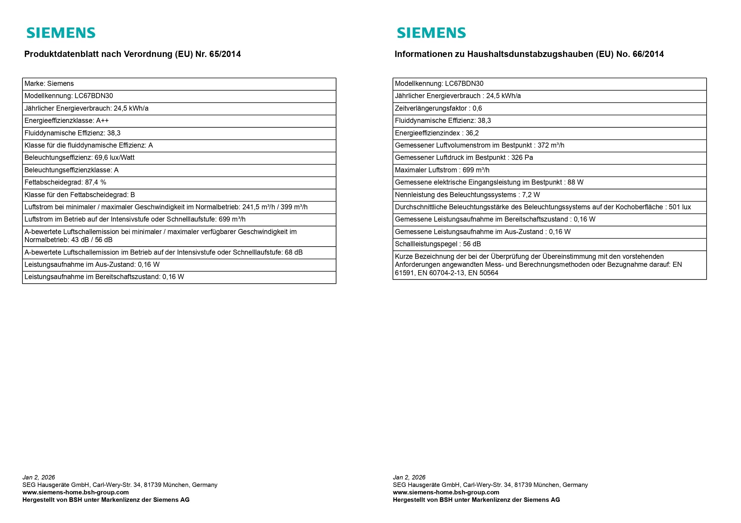 Siemens LC67BDN30 iQ500, Wandesse, 60 cm, Made in Germany, iQdrive-Motor, leistungsstarker Abzug, Intelligente Dunstabzugsautomatik, LED Beleuchtung, touchControl, Doppelfiltersystem, Metall-Optik