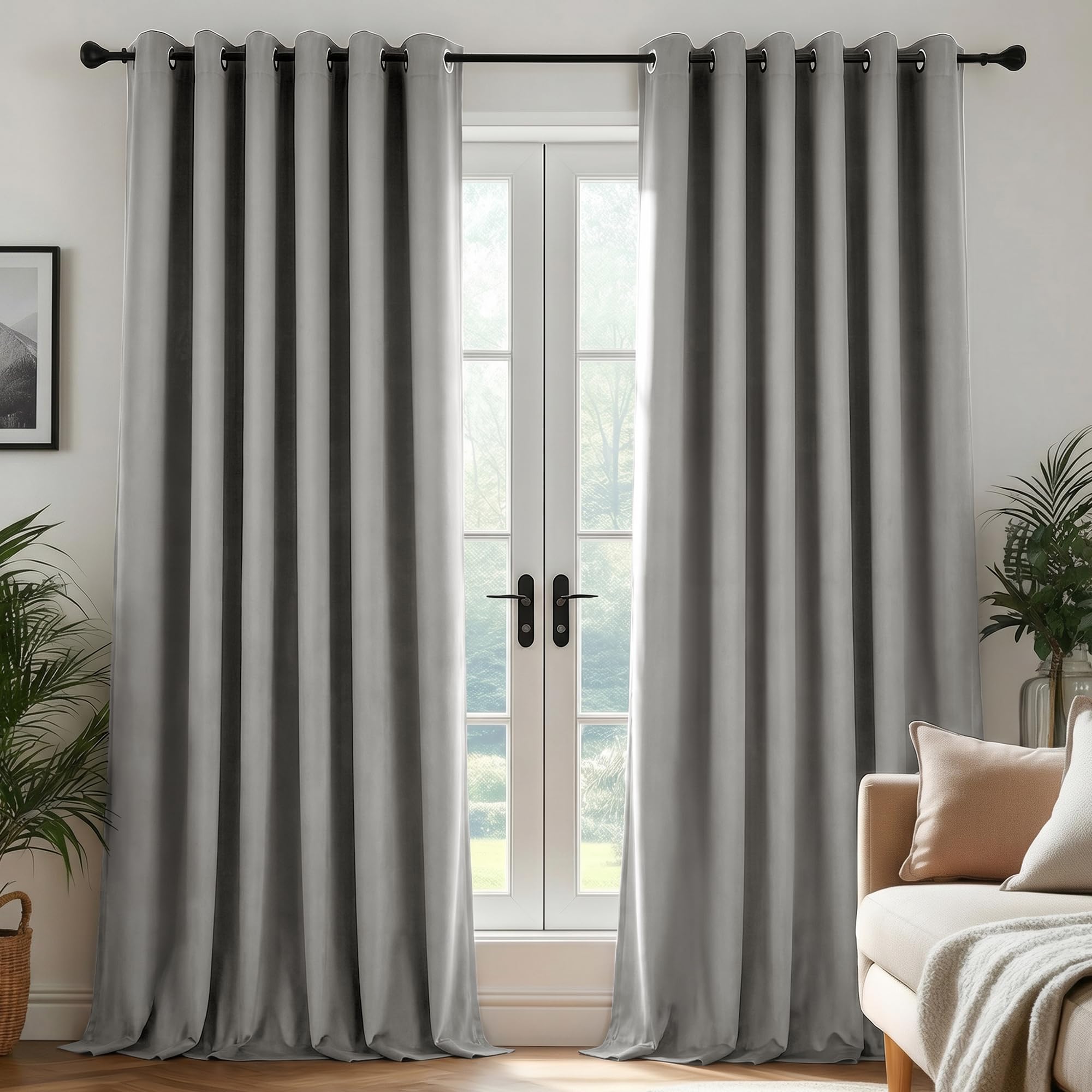 Deconovo Thermal Insulated Blackout Curtains, Pencil Pleated Eyelet Curtains,Room Darkening Soft Drapes for Bedroom, 90 x 84 Inch, Dove Grey, 2 Panels โ image 1
