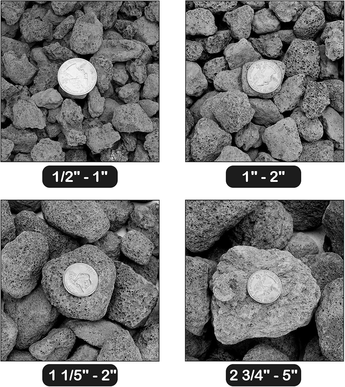 Mesida Pietra lavica vulcanica nera da 4,5 kg, per interni ed esterni, braciere, barbecue a gas e paesaggistica, 3,5 cm