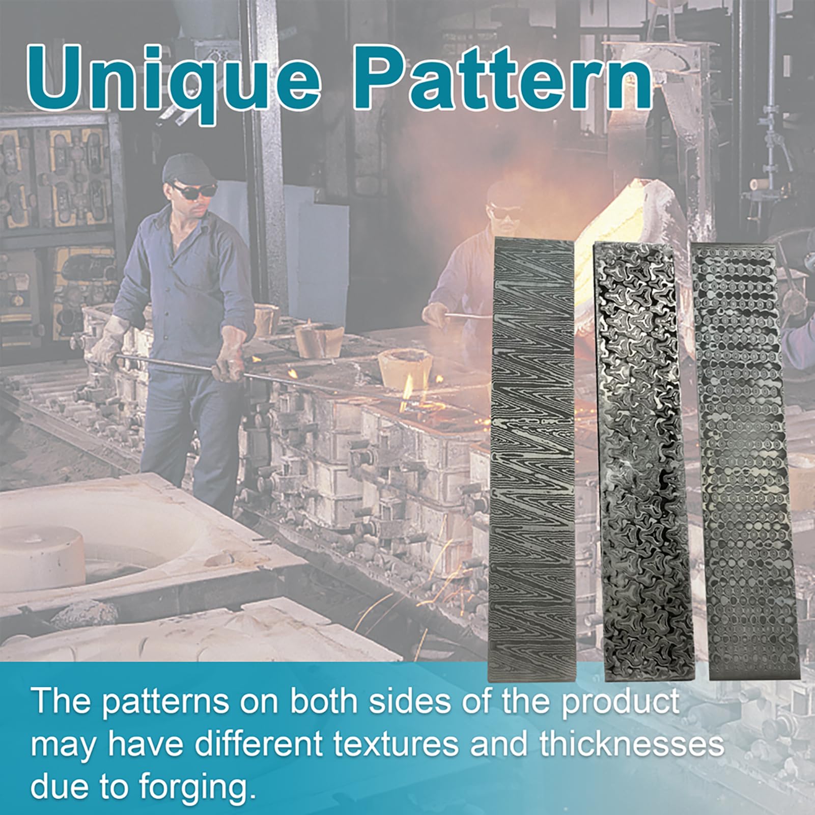 Barre de forgeage à motifs de qualité supérieure, billette d'acier de Damas, matériau de fabrication de couteaux de bricolage haute densité pour forgerons et artisans, moti