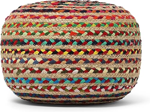 Miniatura 4 de REDEARTH · Round Pouf Ottoman - Braided Boho Poof Home Décor Pouffe Accent Sitting Circular Foot Rest for Living Room, Bedroom, Nursery, Kidsroom,