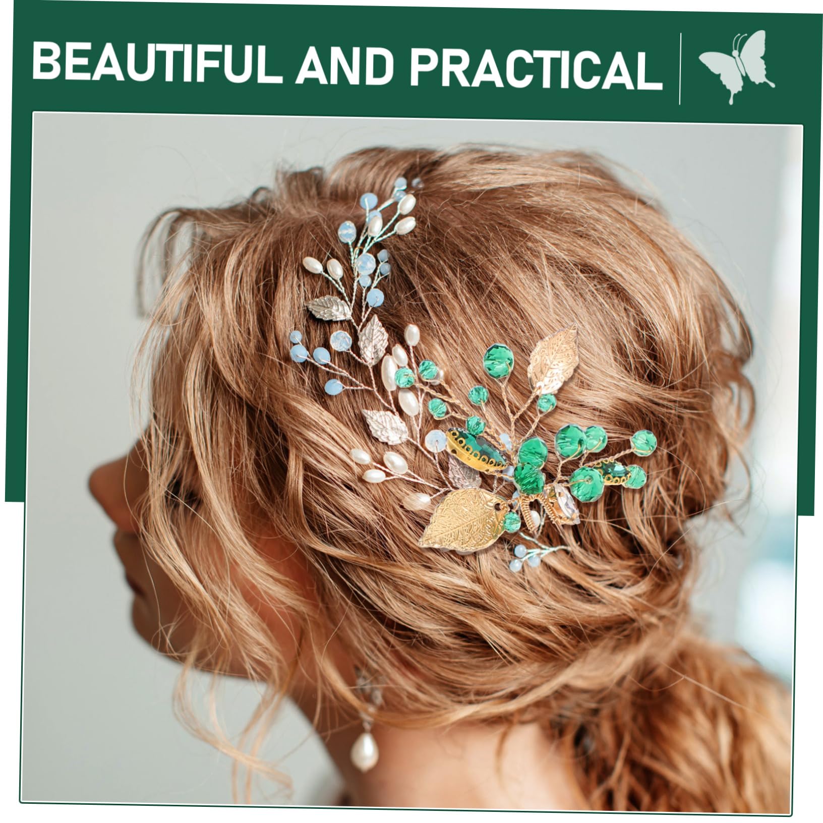 Healeved 12stücke Handgemachte Kristall Haarnadeln Für Braut Hochzeits-haaraccessoires Mit Grünen Blättern Förmigem Design Für Bankette Und Festliche Anlässe