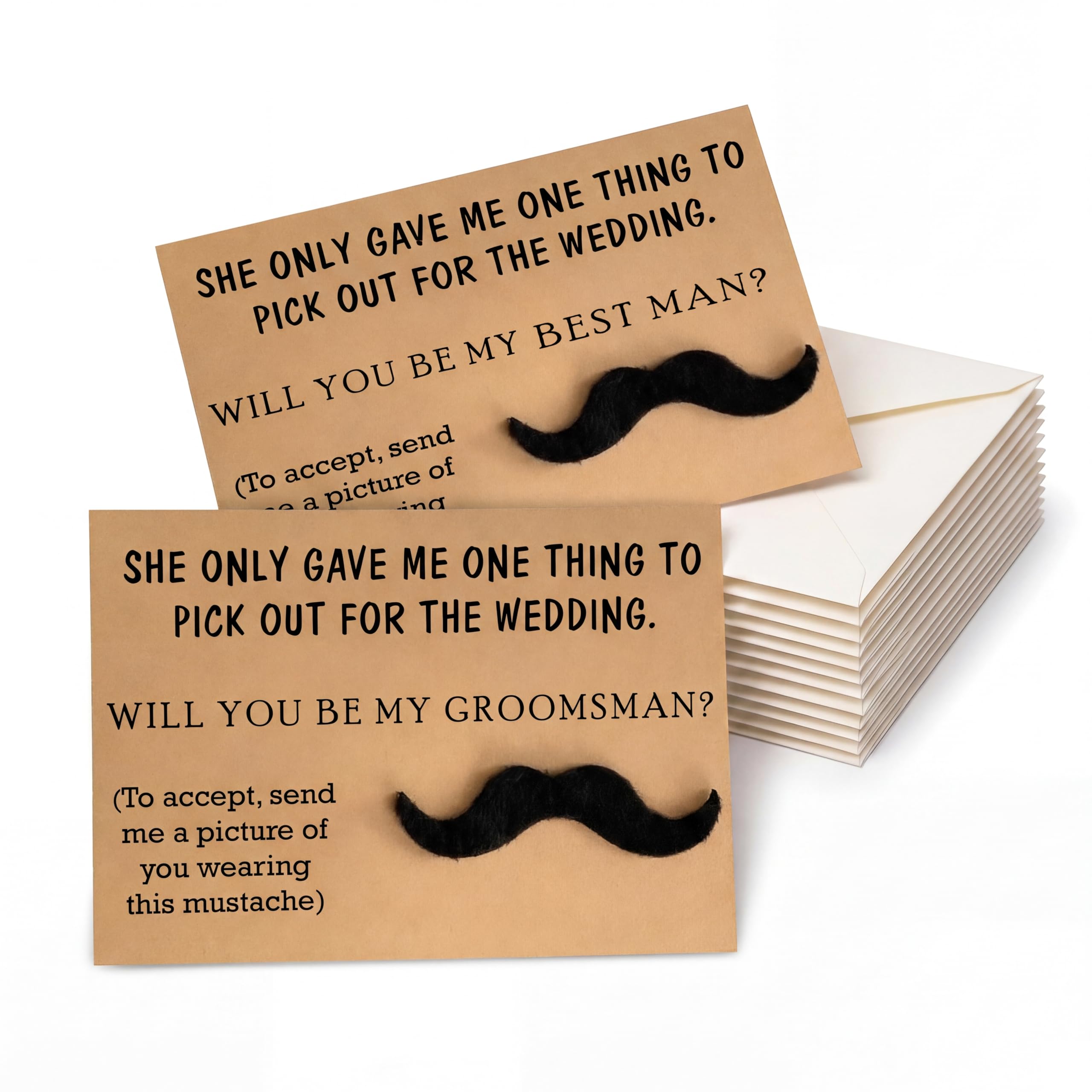 Groomsmen Proposal Cards with Mustache - Set of 8 with Envelopes 5" x 7" | Funny Groomsmen Proposal Gifts for Wedding
