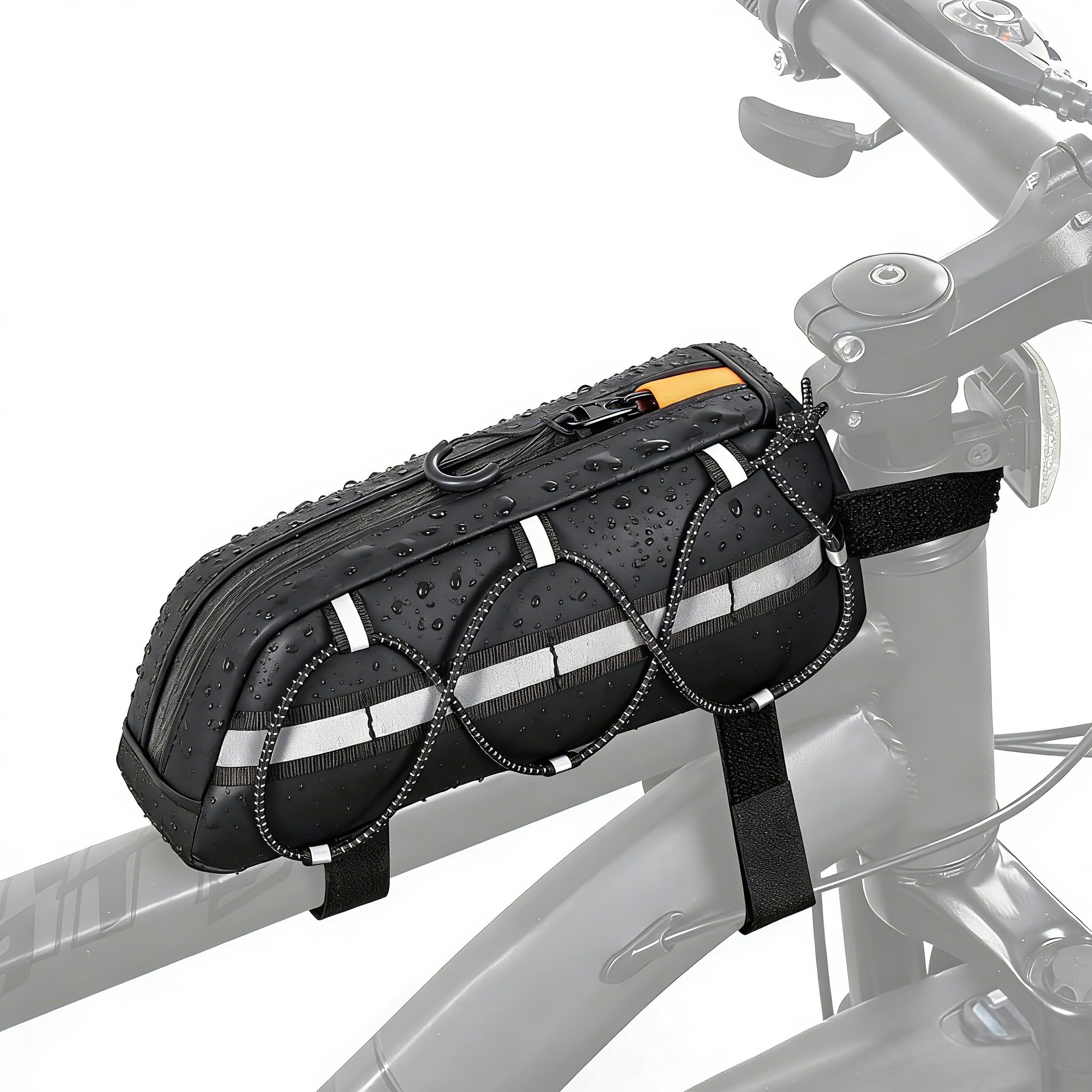 Torba na Ramę Rowerową 1,2 L z Odblaskowymi Paskami Wodoszczelna dla MTB Szosowego i E-Bike'a Czarny
