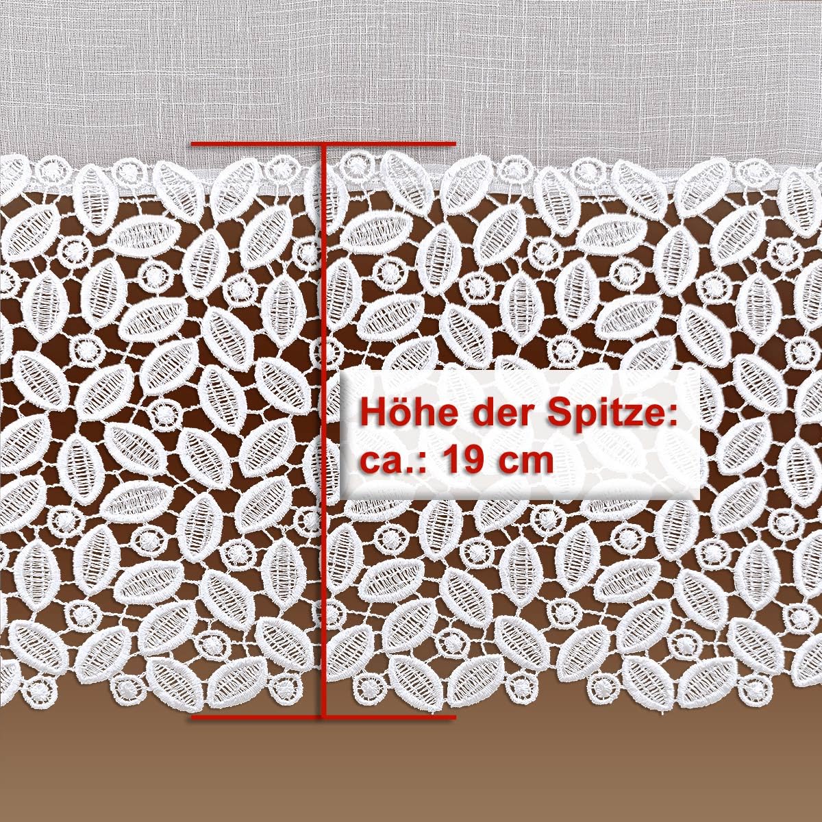 Flächenvorhang Carmelita mit Vogtländischer Spitze weiß | Landhaus-Flächengardine in Käseleinenoptik | Schiebepaneele mit moderner Stickerei handgefertigt | Schiebegardine Höhe x Breite 80 x 40 cm