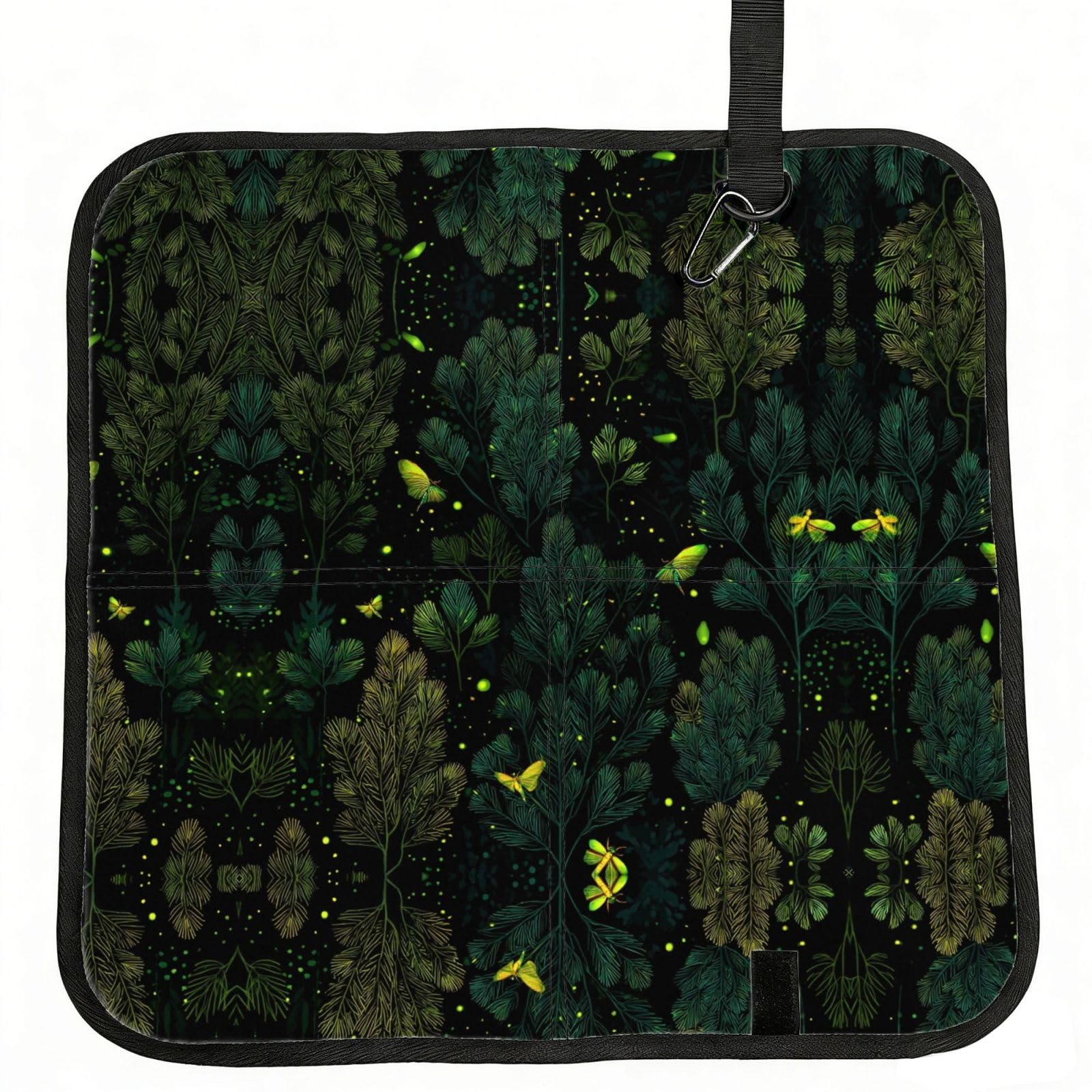 MROWYC Fireflies at night Printed Foldable Seat Cushion - Portable with Carabiner, for Stadium, Camping, Hiking