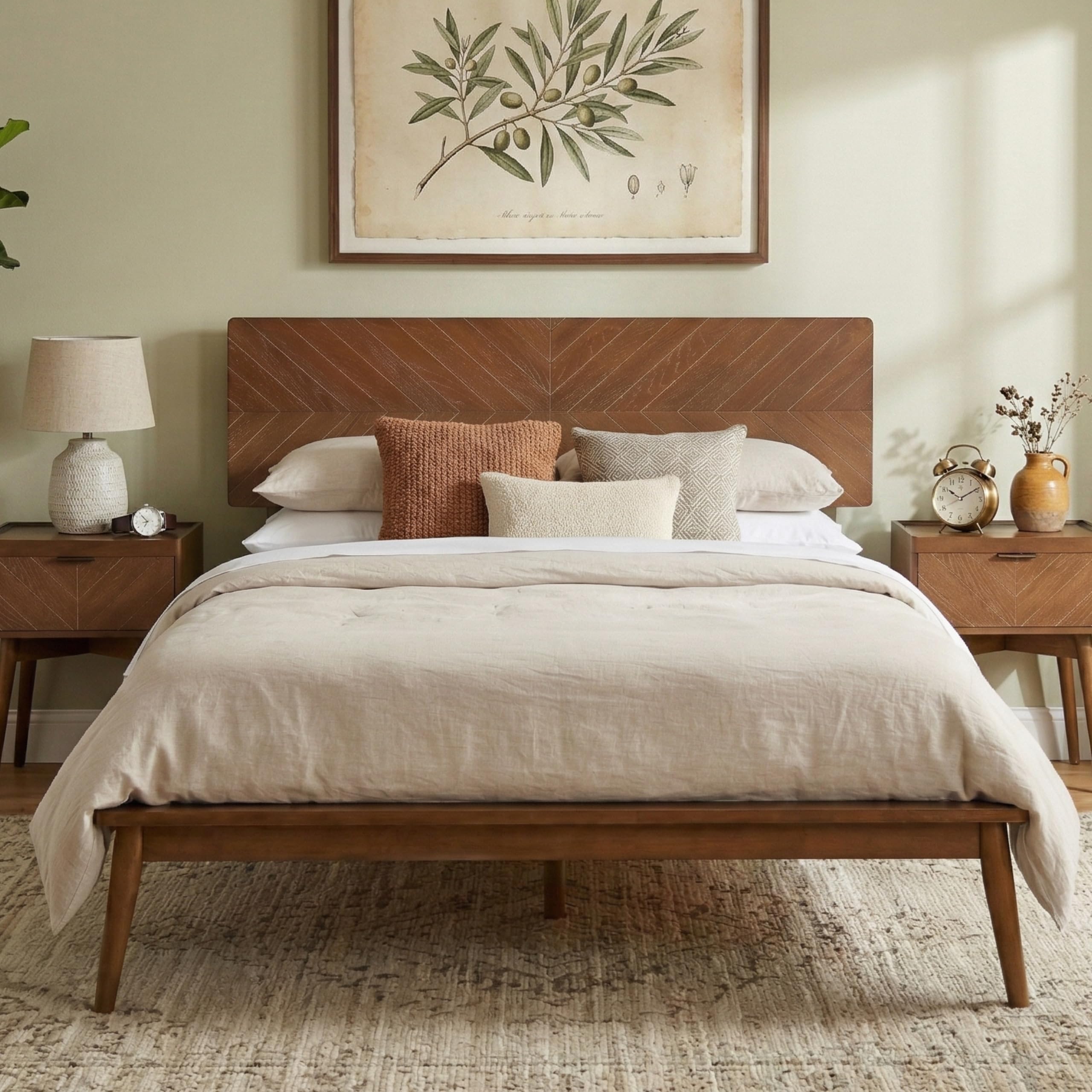 AllForWood Loki Solid Wood Platform Bed Walnut