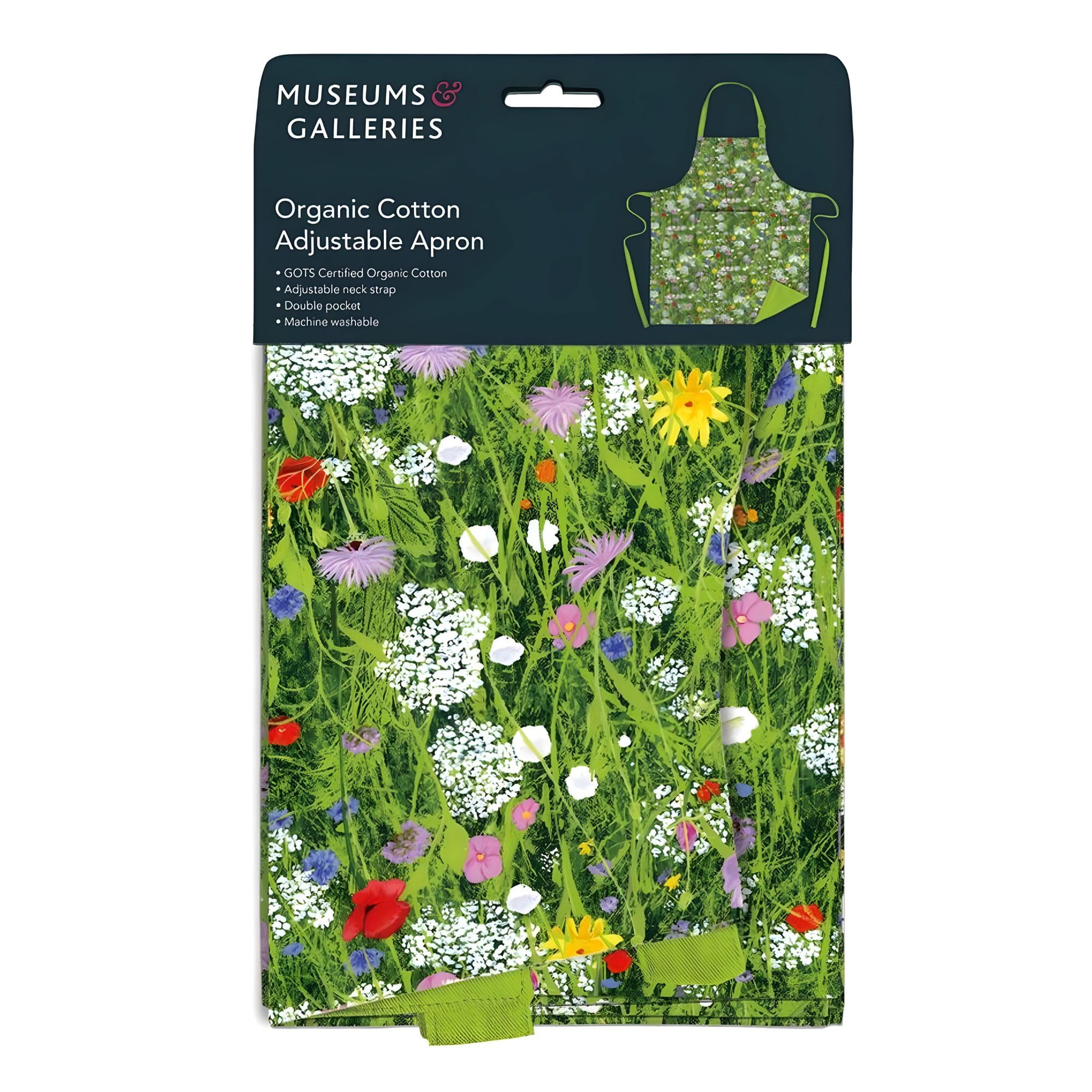 Museums & Galleries Adjustable Apron, Wild Garden by Josephine Simon, Artistic Floral Design, Organic Cotton - Image 2